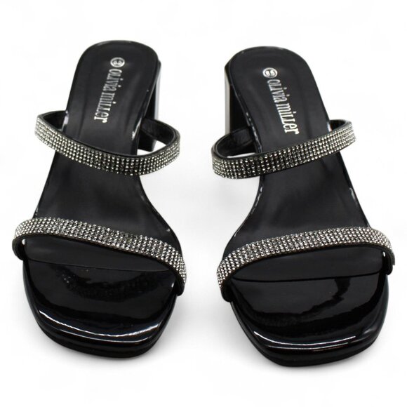 Olivia Miller Womens Ariel Patent Slides Heels - Picture 2 of 7